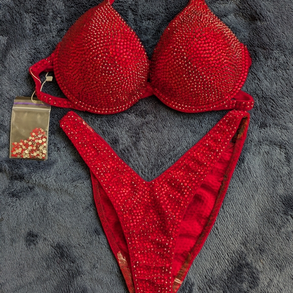 Red Rhinestone Bikini Set - Picture 1 of 9